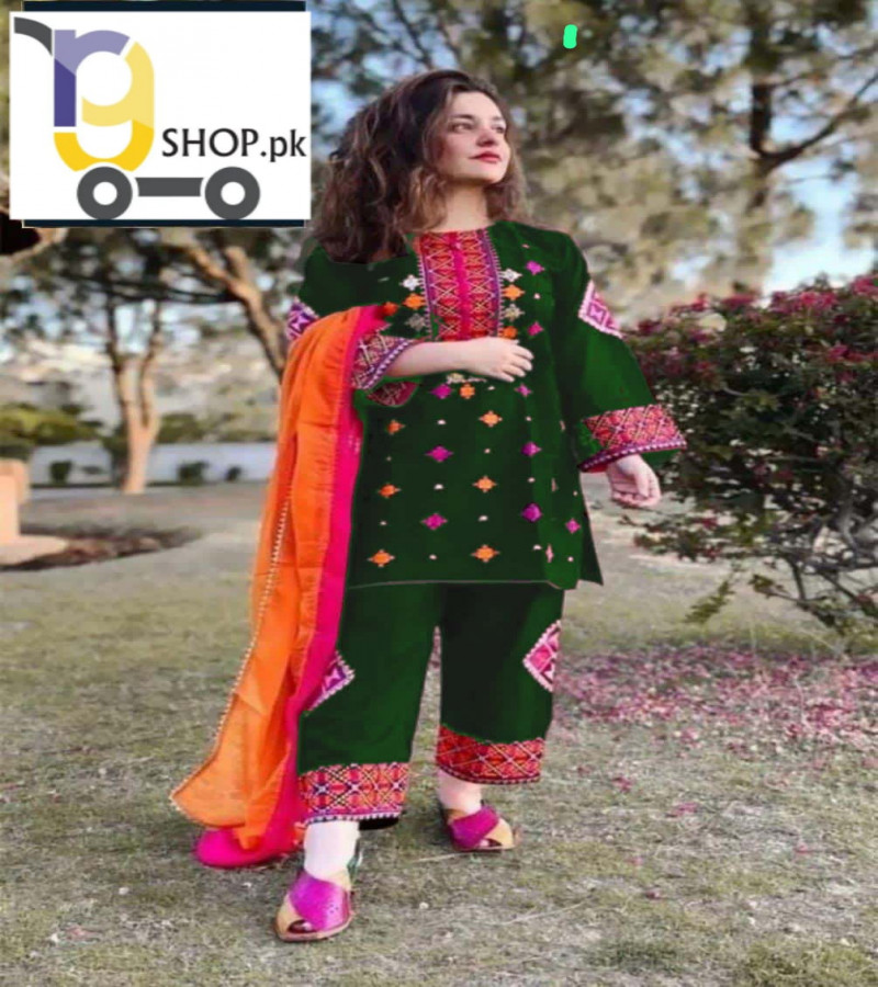 2 PC Embroidery Shirt & Trouser for Women.