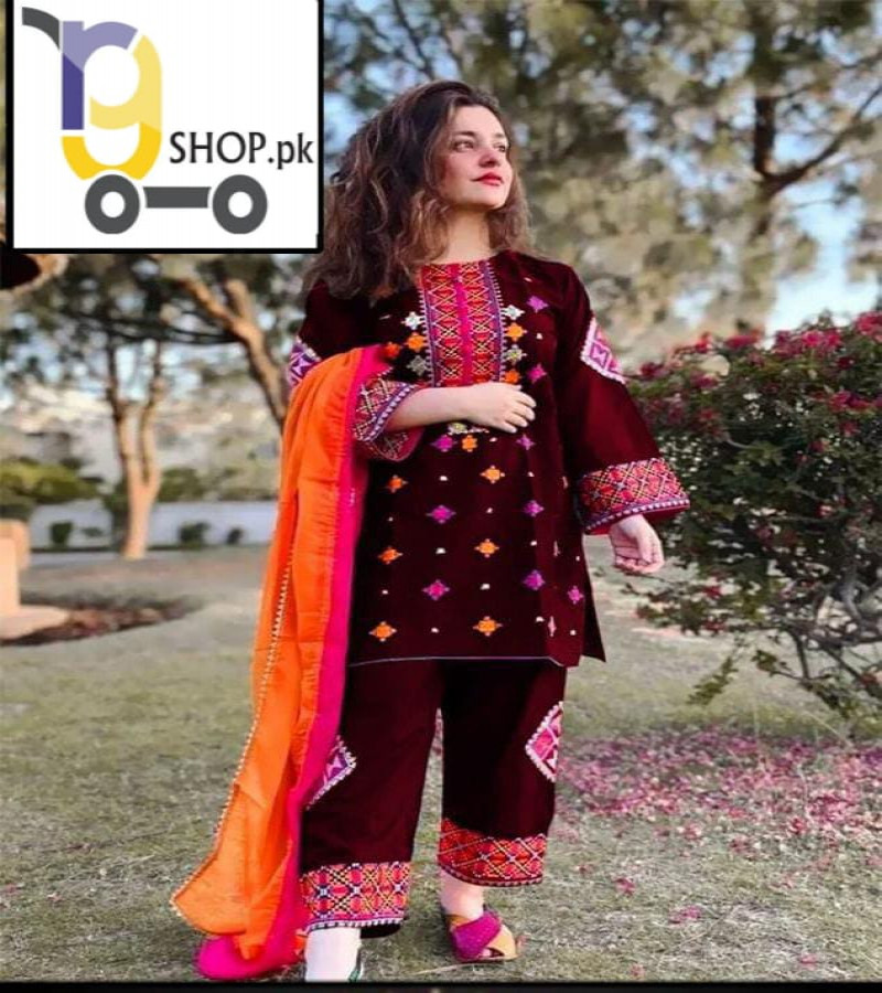 2 PC Embroidery Shirt & Trouser for Women.