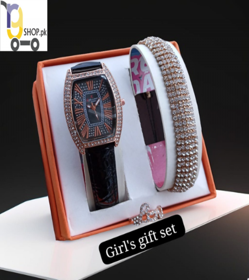 3 in 1 Gift Pack Stone Watch, Braslat & Ring for Women. Add Your Review