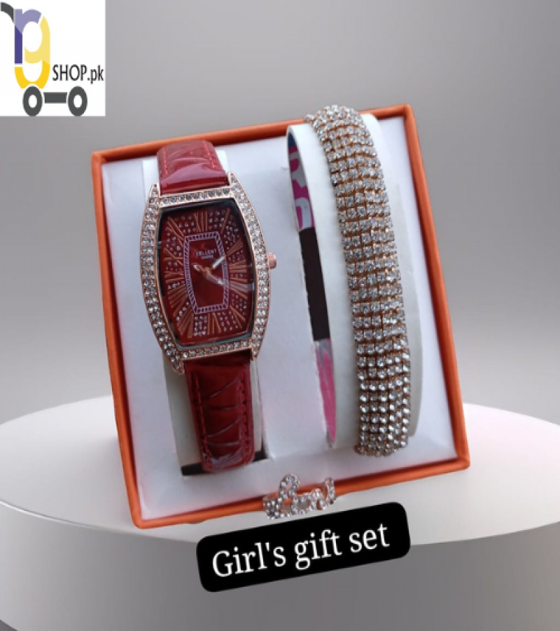 3 in 1 Gift Pack Stone Watch, Braslat & Ring for Women. Add Your Review