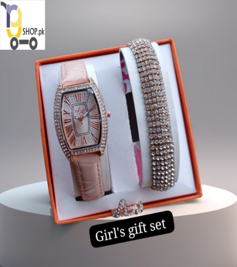 3 in 1 Gift Pack Stone Watch, Braslat & Ring for Women. Add Your Review