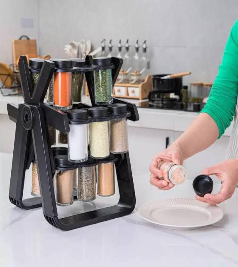 360 Rotating Spice Jars Tower Set (with Box Packing)