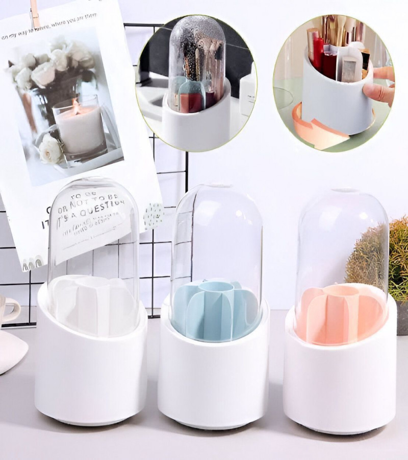 "360° Rotation Cosmetic Brush Holder with Transparent Top