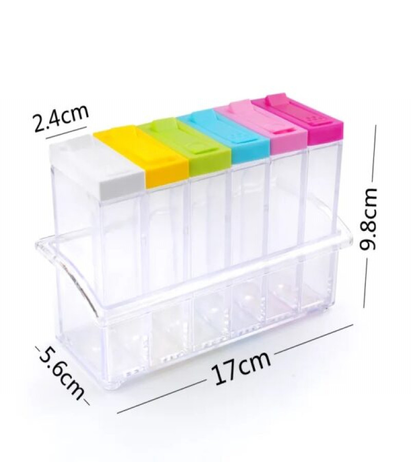 6 pcs Easy Flow Storage Crystal Seasoning Box  Jar Spice Rack Pepper Salt Spice Masala Box Spices Case Kitchen Dining Storage Containers