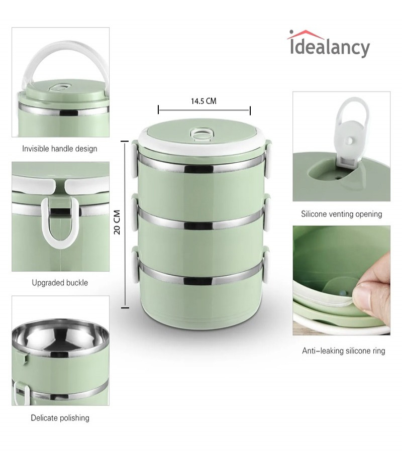 Air Tigth Lunch Box 3 Layers Stainless Steel