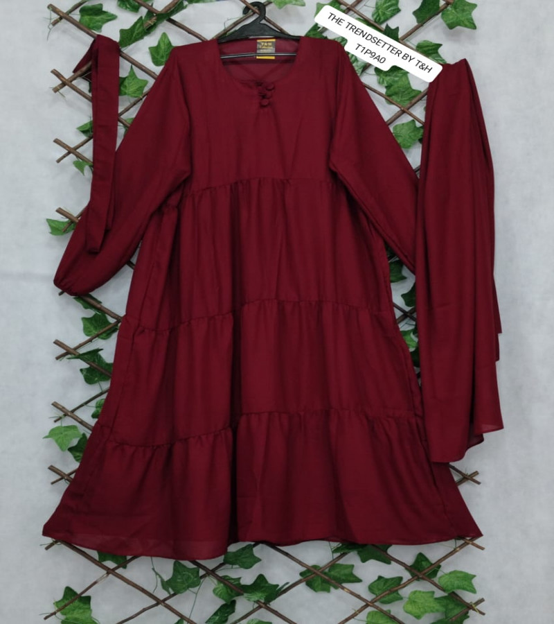 Artical 3 frill plated abaya stuff dual jorjet manjan