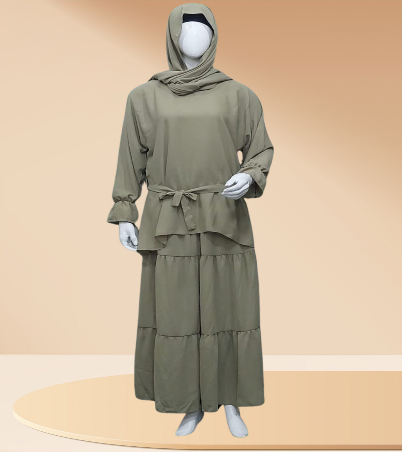 Artical 3 pec Abaya set  with skirt & scarf