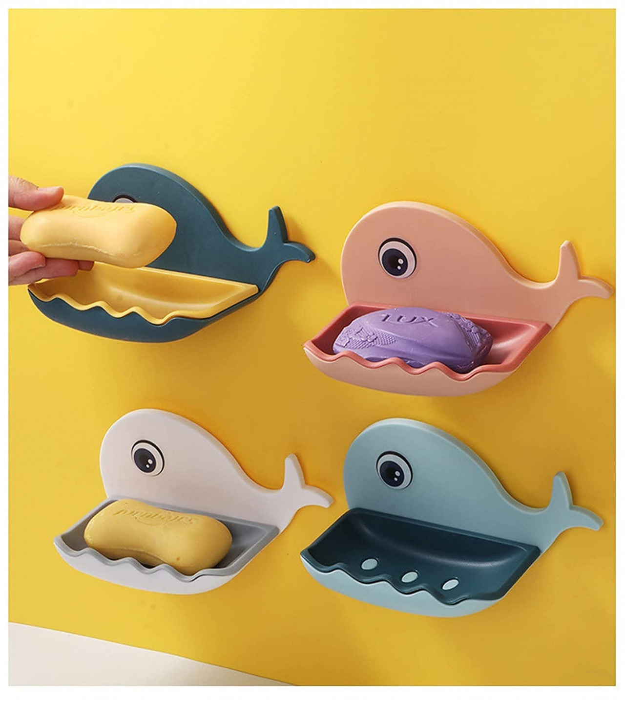 Dreem Mart Soap Stand Holder For Bathroom Kitchen Sink Magic Stickers Wall Mounted ( Soap Dish Holder, Fish Design Multicolour(Plastic)