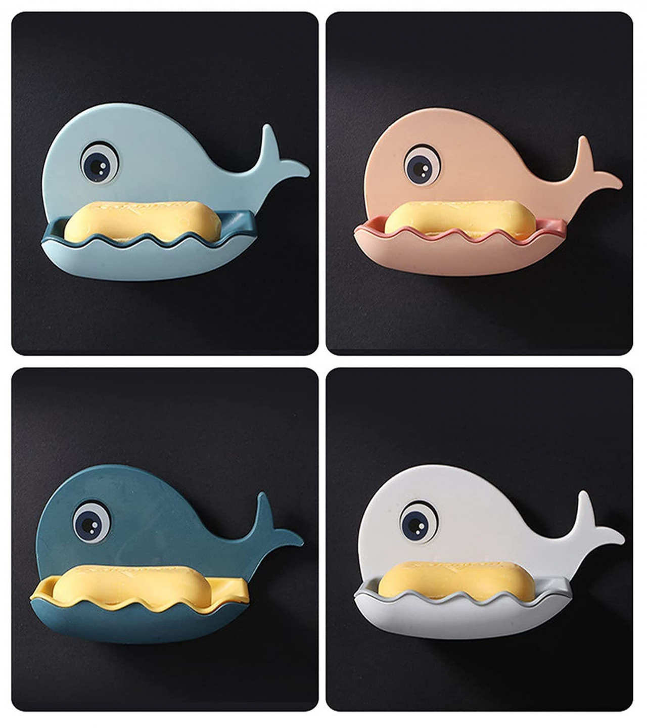 Dreem Mart Soap Stand Holder For Bathroom Kitchen Sink Magic Stickers Wall Mounted ( Soap Dish Holder, Fish Design Multicolour(Plastic)