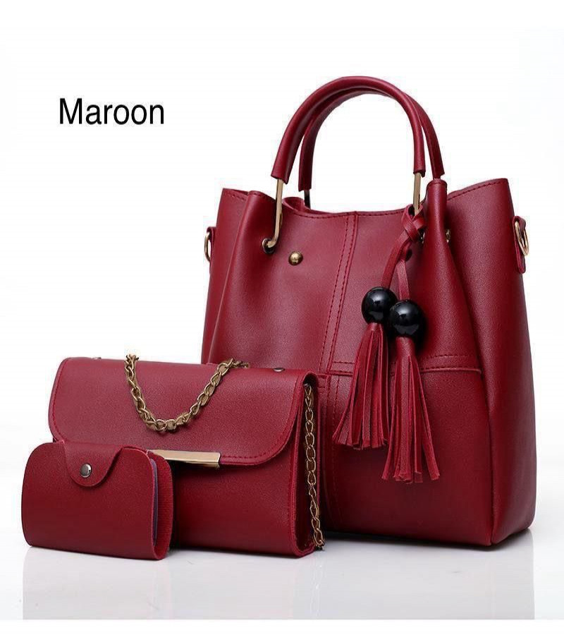 Elegant 3-Piece Handbag Set - Large Bag, Clutch & Pouch - Soft Leather