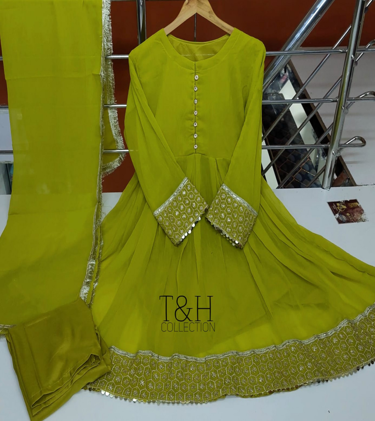 Embroided 3 piece frock for Women