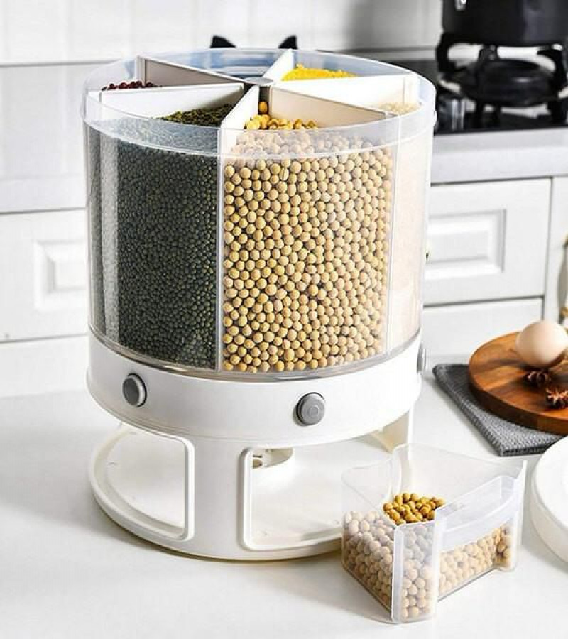 Extra Large 360 Degree 6 Portion Rotating Rice/Cereal Dispenser