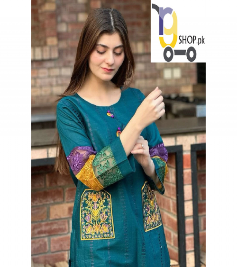 Front Embroidered Pocket Embroidered with Tissue Sleeves 2PCs