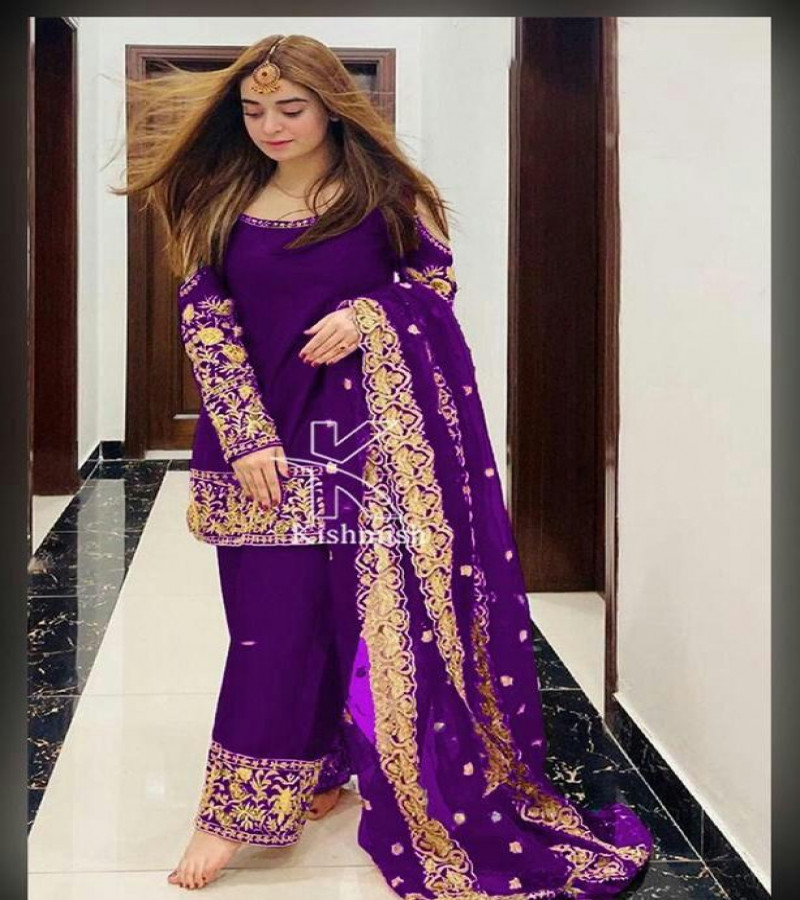Fully Embroidery 3-Pcs Suit for women