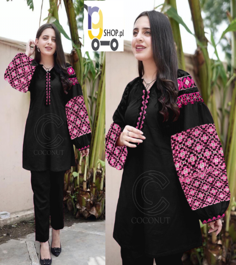 Heavy Sleeves Embroidery 2pcs Suit for Women