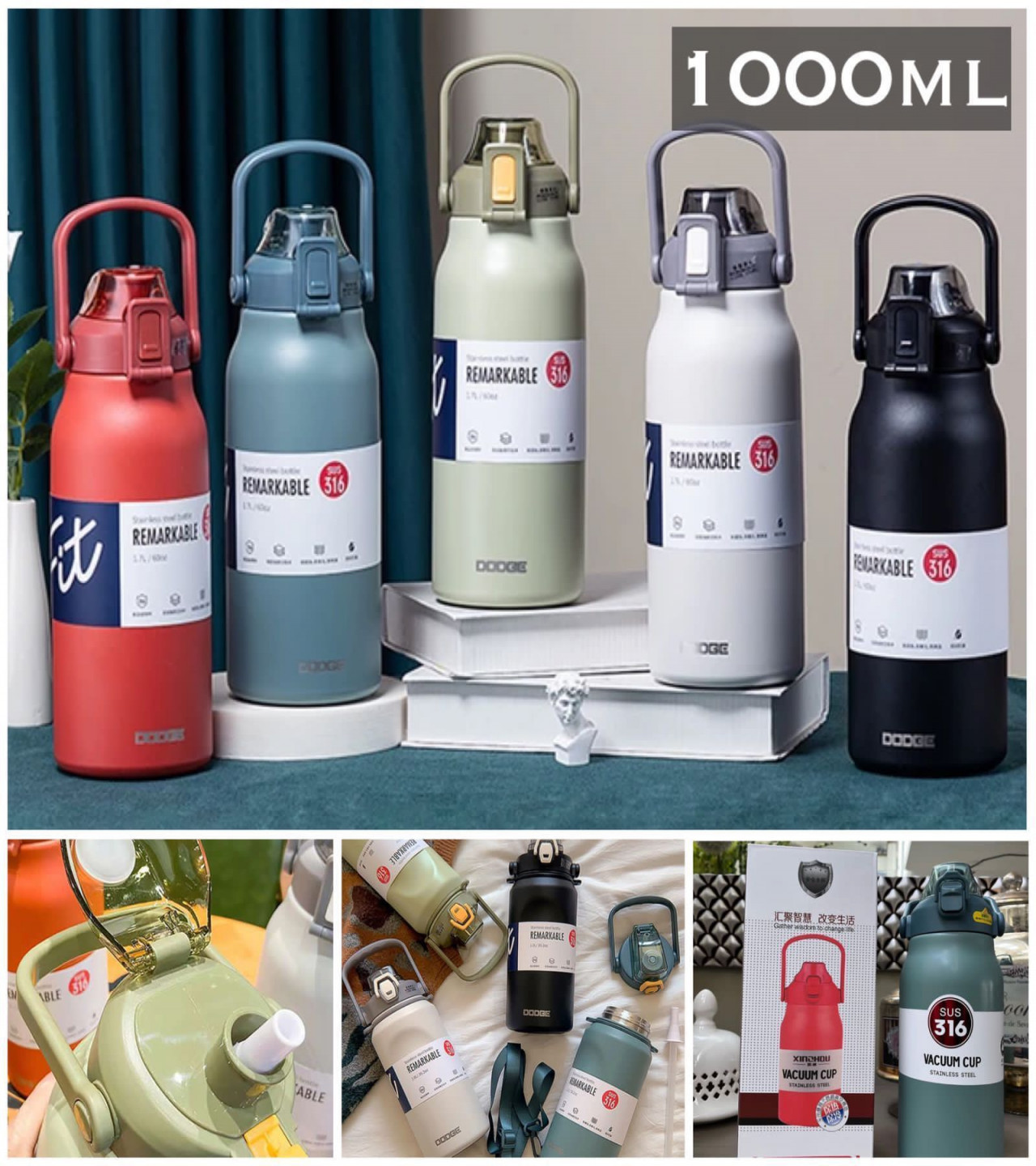 Large Capacity Sports Vacuum Flask Thermos Bottle