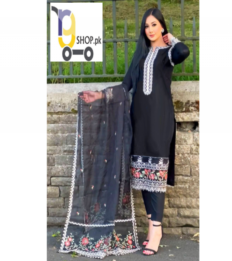 Neck, Sleeves and Daman Embroidered with Dupatta two side Border Embroidered 3PCs.