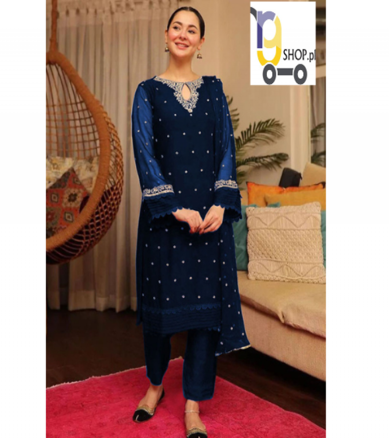 Neck, Sleeves, Front Bouti Embroidery with Tissue Pintex Work on Daman and Sleeves with Embroidered Dupatta 3PCs