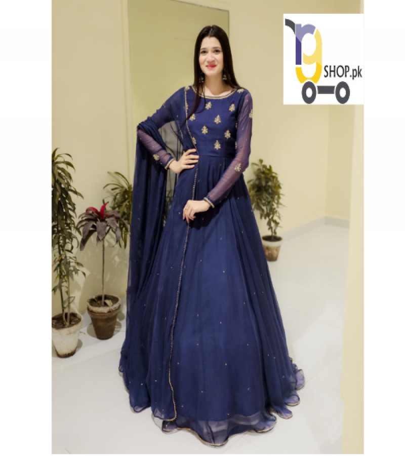 Neck & Sleeves Sequence Embroidered with Lace and front & Back Pearls Attached Maxi with Pearls Dupatta 3PCs.