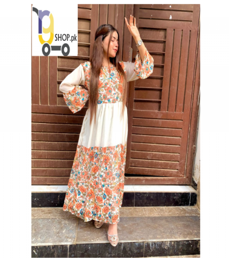 new design Flower Printed Panel Maxi for Women