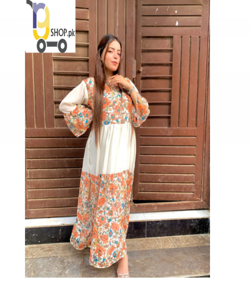 new design Flower Printed Panel Maxi for Women