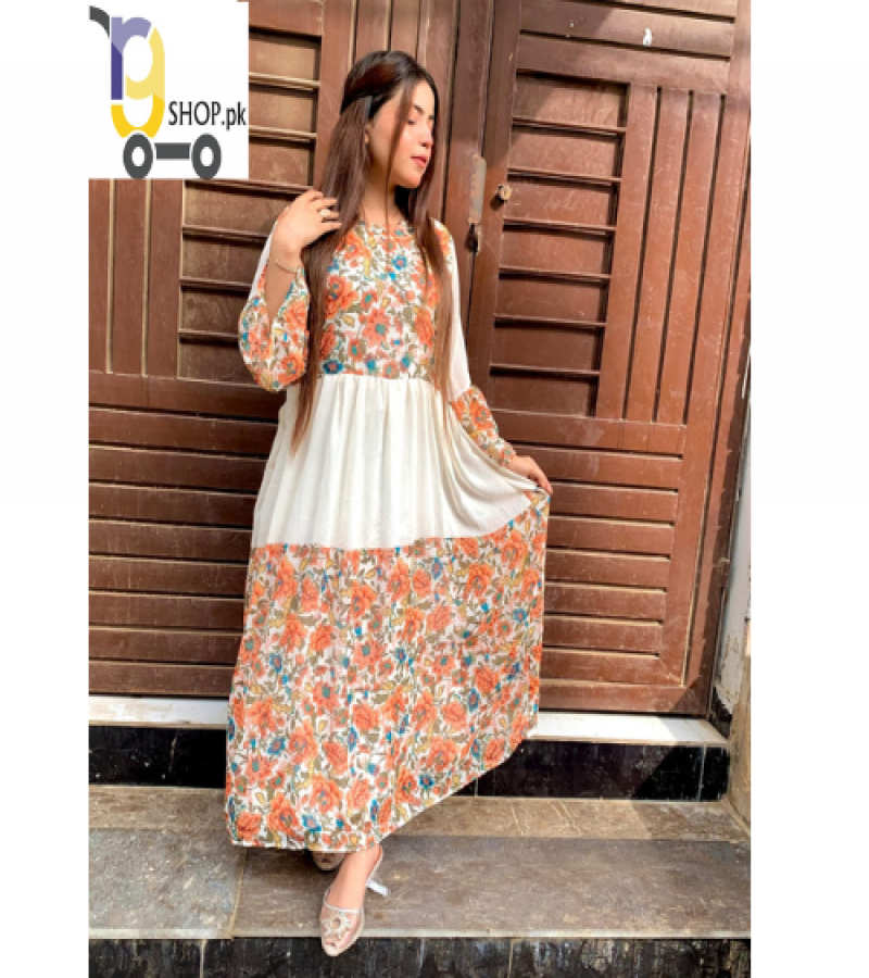 new design Flower Printed Panel Maxi for Women