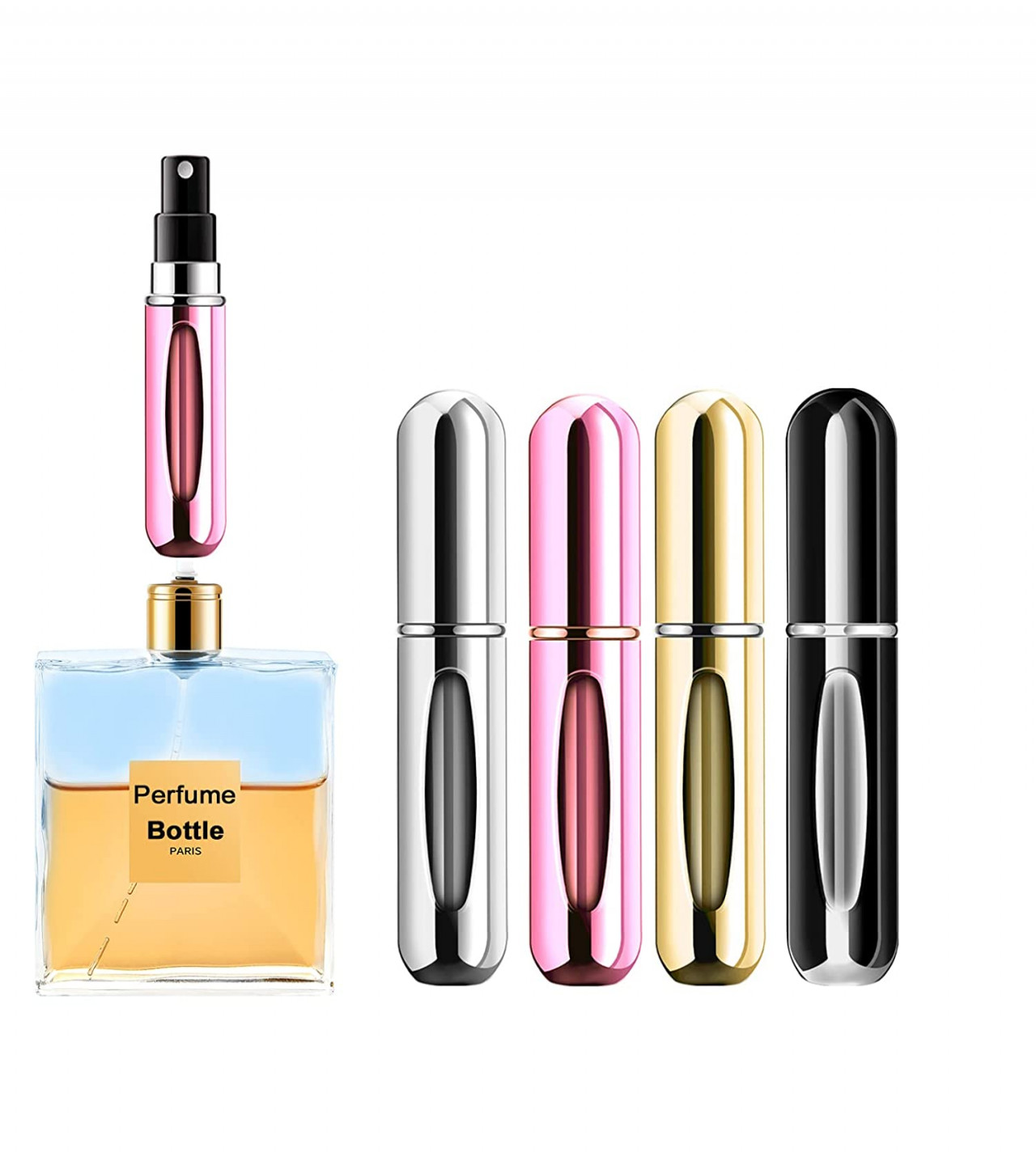 PORTABLE MINI REFILLABLE PERFUME BOTTLE WITH SPRAY.