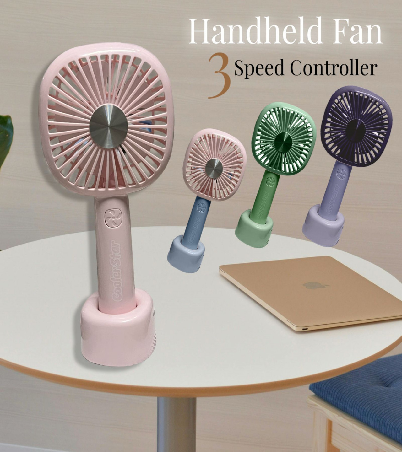 Rechargeable Handy Fast Fan with 3 Speed Control