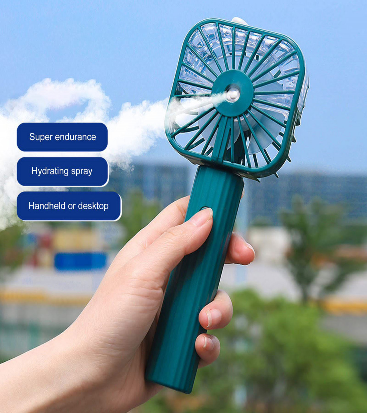 Rechargeable Handy Mist/Humidifier Fan with 3 Speed