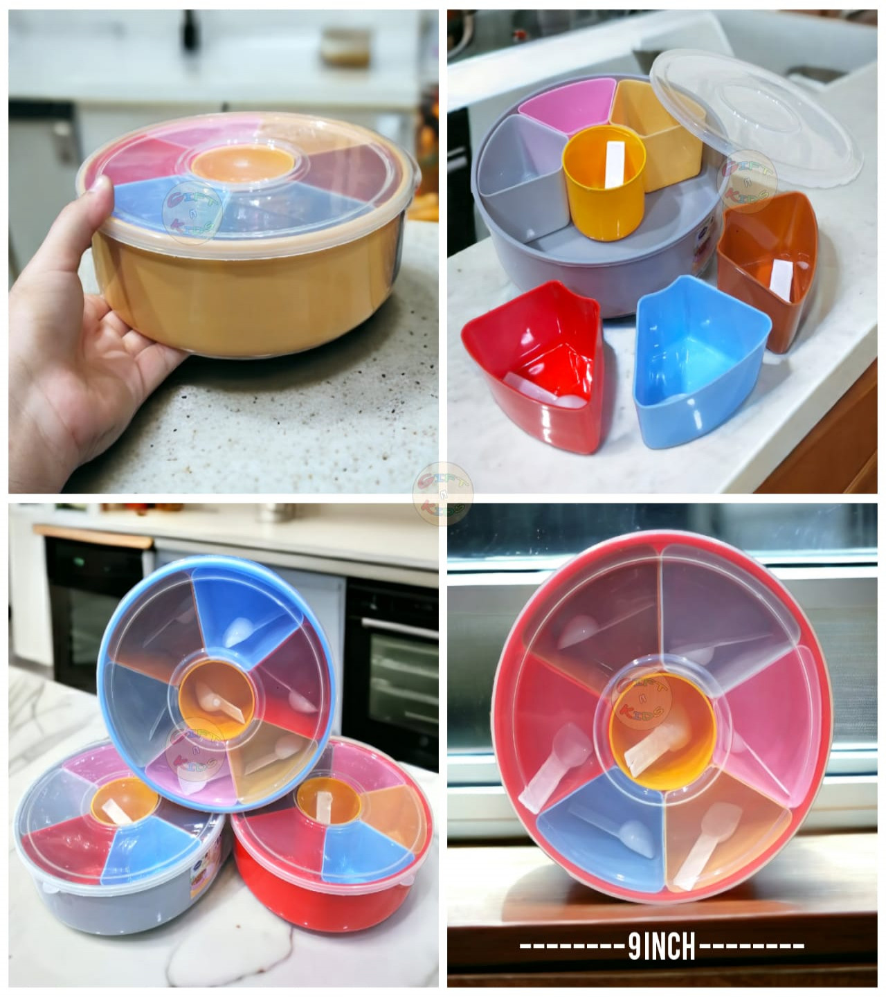 Spicy box 7 parititon with spoon material : plastic good quality