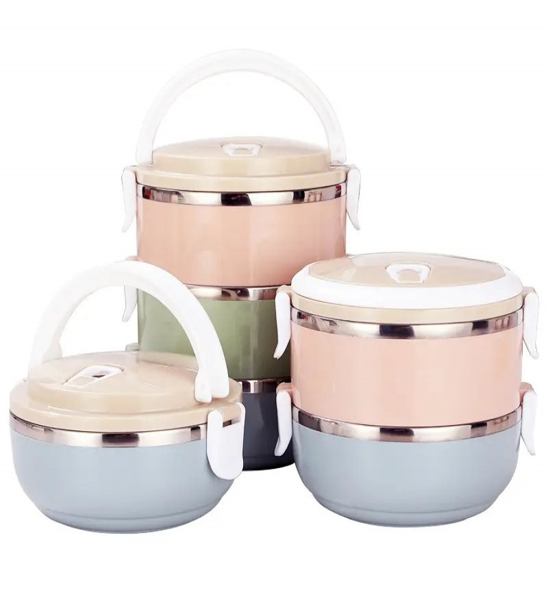 STAINLESS STEEL THERMAL LUNCH BOX FOOD CONTAINER (2 LAYERS)