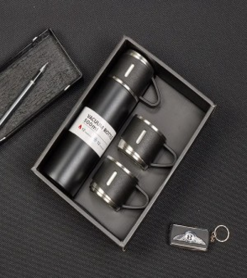 Vacuum Flaskk Bottle with 3 Extra Glasses